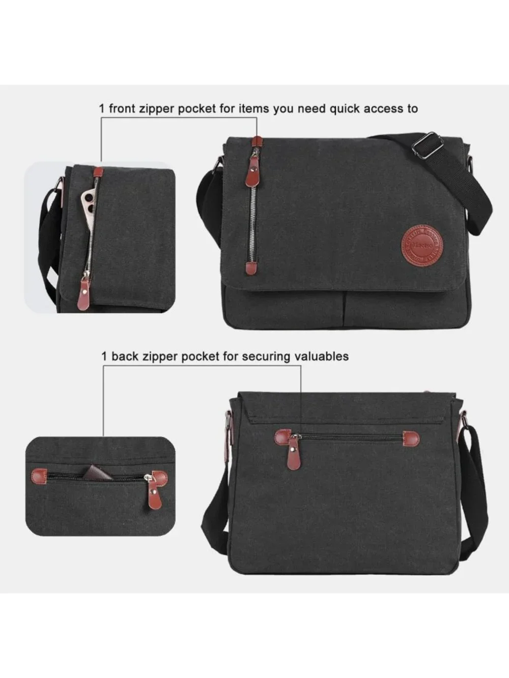 Vintage Canvas Messenger Bag, 13.5